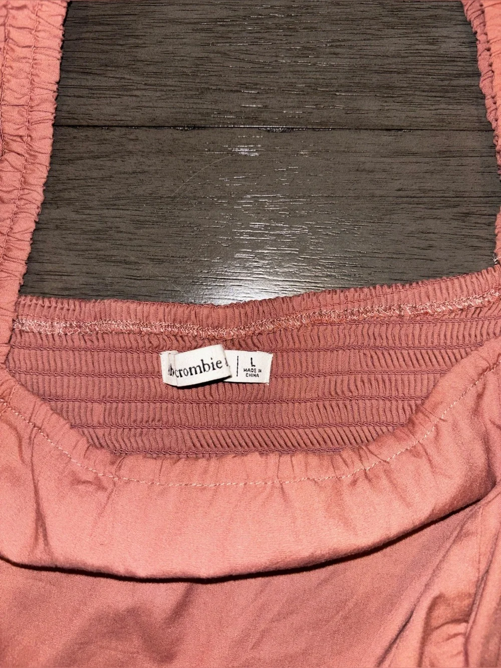 Abercrombie & Fitch Coral Pink Square-Neck Peasant Blouse